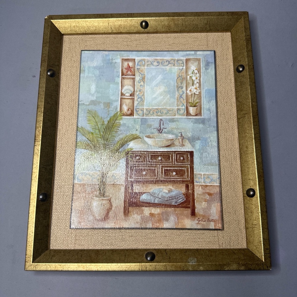 Elegant Bathroom Art with Gold Frame
